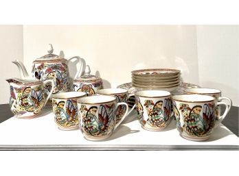 Beautiful Asian Porcelain Plates, Cups, Saucers, Tea Pot, Sugar And Creamer Produced For Export