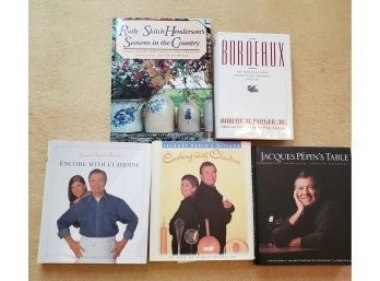 Culinary Chef's Collection Of 5 Hardcover Cookbooks,  3 Of Jacques Pepin