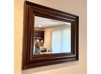 Large Beveled Rectangular Wall Mirror With Brass Embellishments On Outer Sides