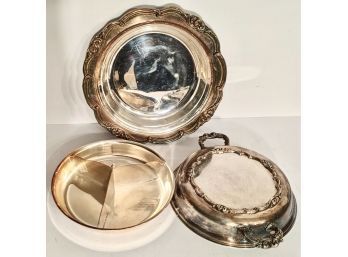 One Covered Serving Platter With Three Compartments