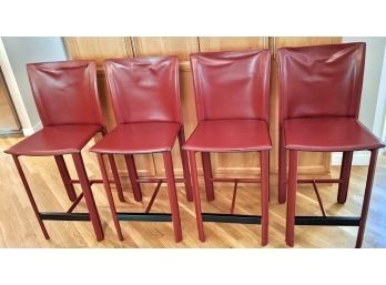 4 Tall Red Leather Bartop Chairs