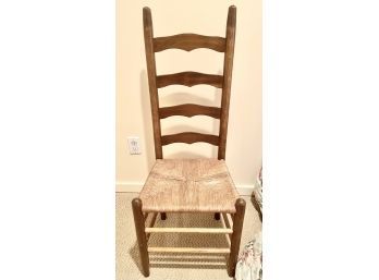 Antique Ladder Back Dining Chair With Rush Bottom