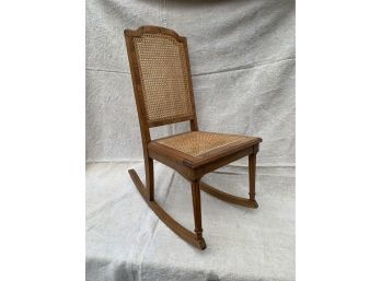 ANITQUE MAPLE ROCKING CHAIR With CANE BACK And SEAT