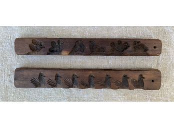 (2) MAPLE SUGAR MOLDS HAND CARVED WITH BIRDS (19thc)
