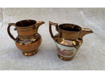 (2) COPPER LUSTER PITCHERS