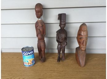 Three Large Vintage African Carved Wood Figures.