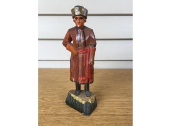 Vintage Wood Hand Carved And Painted Figure Of A Russian Cossak. Made In Russia.