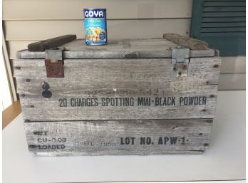 Vintage 1953 Korean War 20 Charges Spotting MIAI - Black Powder Wood Crate With Original Hasps.