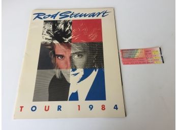 Rod Stewart Tour 1984 Program With Pull Out Poster  Ticket Stub. Hartford Civic Center Hartford, CT,