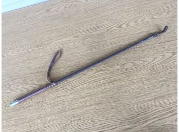 Vintage Braided Leather Horseback Riding Crop With Chrome Tip. Made In England. (2)