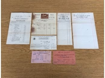 Guilford, CT. Group Of Seven (7) Antique Store And Bill Receipts Of E. S. Clark. (1)