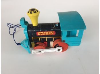 Vintage Fisher Price No. 642 Dinkey Train Engine Pull Toy.
