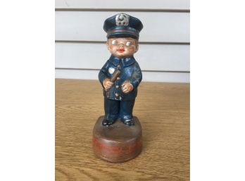 Vintage Figure Deputy Don. Child In Policeman's Uniform With Hat And Billy Club.