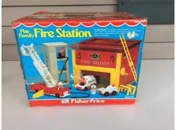 Vintage Fisher Price No. 928 Play Family Fire Station. BOX ONLY FOR DISPLAY.