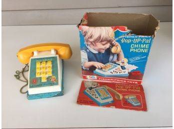 Vintage Fisher Price Pop Up Pal Chime Phone No. 150 In Original Box.