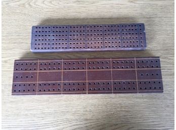 Two Antique Wood Cribbage Boards.