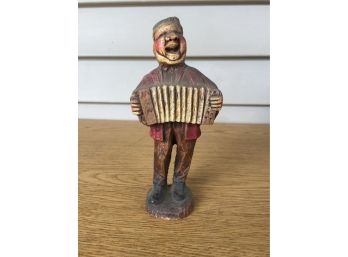 Vintage Syroco Figure Of Jolly Man Playing The Squeeze Box Accordion.