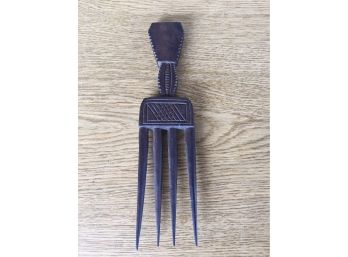 Vintage African Hand Carved Wood Hair Comb.