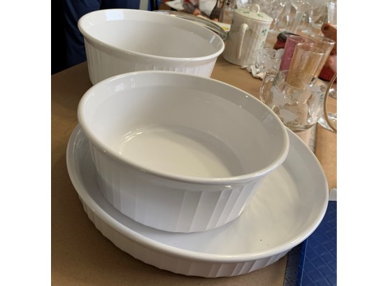 2 White Serving Dishes