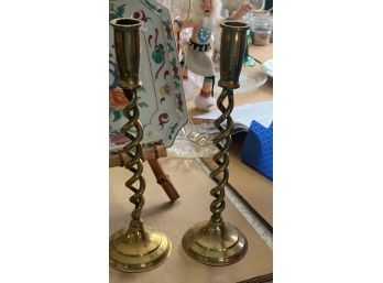 Gold Colored Candle Sticks  With Beautiful Twist Design