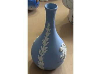 Blue Vase With White Leaf