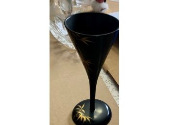Elegant Black Cup With Gold Leaf