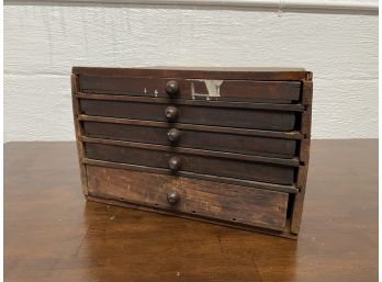 Vintage 5 Drawer Wooden Watch Parts Cabinet With Contents