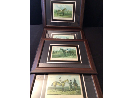 Lot Of 4 Large Famous British 19th Century Race Horses Framed Prints