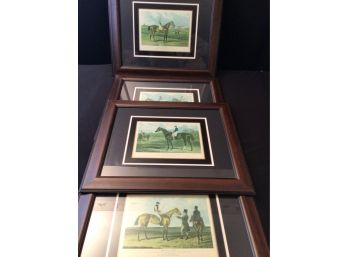 Lot Of 4 Large Famous British 19th Century Race Horses Framed Prints