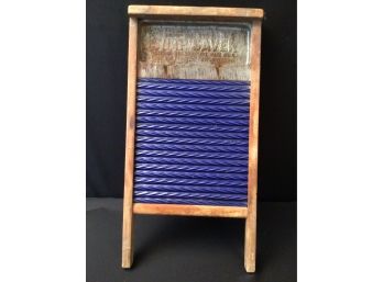 Unusual Cobalt Blue Porcelain Enamel Soap Saver Wash Board Washboard