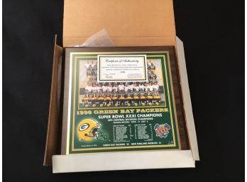 Super Bowl XXXI Championship Plaque Green Bay Packers Healy Specialties 1997 COA