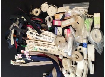 Huge Lot Zippers And Sewing Elastic Sewers Lot