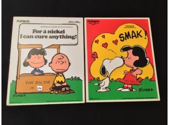 Vintage Wood  Peanuts Charlie Brown Snoopy Lucy Puzzles Playskool