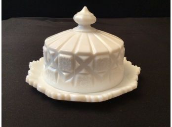 Westmoreland Glass Old Quilt Pattern Cheese Dish With Lid Vintage