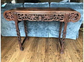 Antique Chinese Carved Rosewood Altar Table/Entry Console