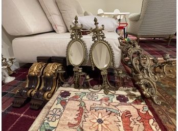 Solid Brass Mirrors Double Candle Wall Sconces . Corbel, Wall Sconces ,Gilted Brass Sconces