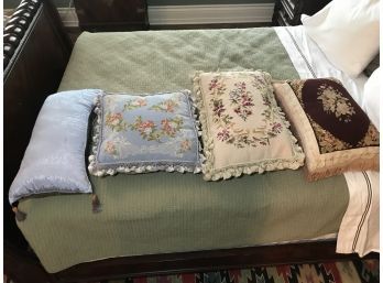 Needlepoint And Satin Pillows