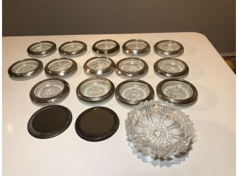 Silver Plated Glass Coasters , Ashtray , Hennessy Millennial Coasters