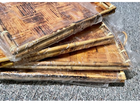 Mid Century Bamboo Lap Trays (Set Of 4 Trays) - 3 Of 3 Lots