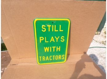 Green  Metal Tractor Sign