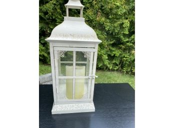 Decorative White Lantern With Battery Operated Candle - 17'h