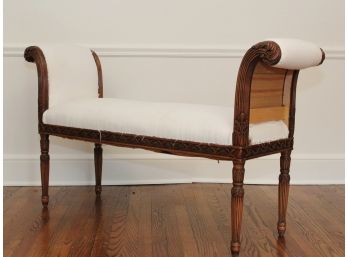 Neoclassical Revival Style Bench Project With Rolled Arms (AS IS)
