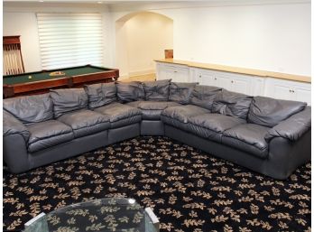 Custom-designed Leather Modular Sleeper Sofa In Sumptuous Soft Grey Leather By Leathercraft, Inc.