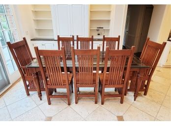 Cherry/Glass Kitchen Table And 8 Chairs