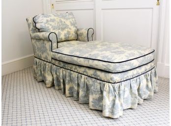A Custom Designed Chaise With Custom Toile Upholstery