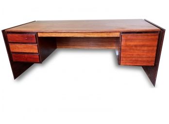 A Vintage Danish Modern Executive Desk In Rosewood And Leather Chair