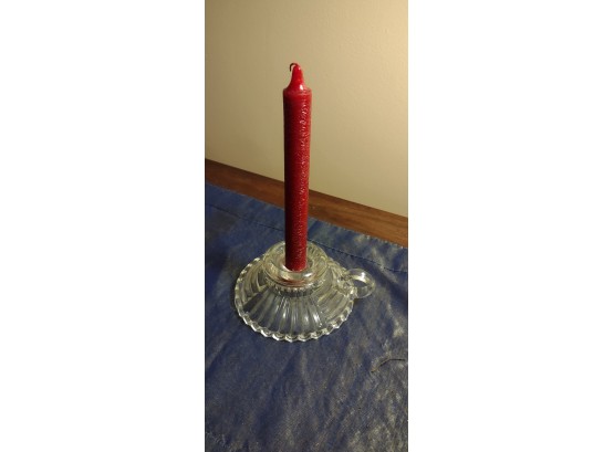 Vintage Glass Chamberstick Candle Holder