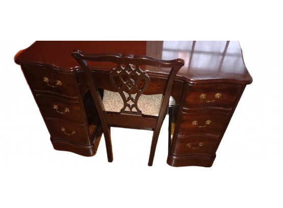 MCM Desk And Upholstered Chair Set