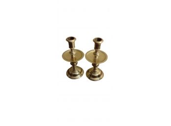 Pair Of  Vintage Brass Candle Holders With Removable Drippers