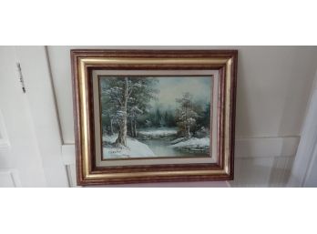 I. Cafieri  Painting, Winter Scene By The Brook